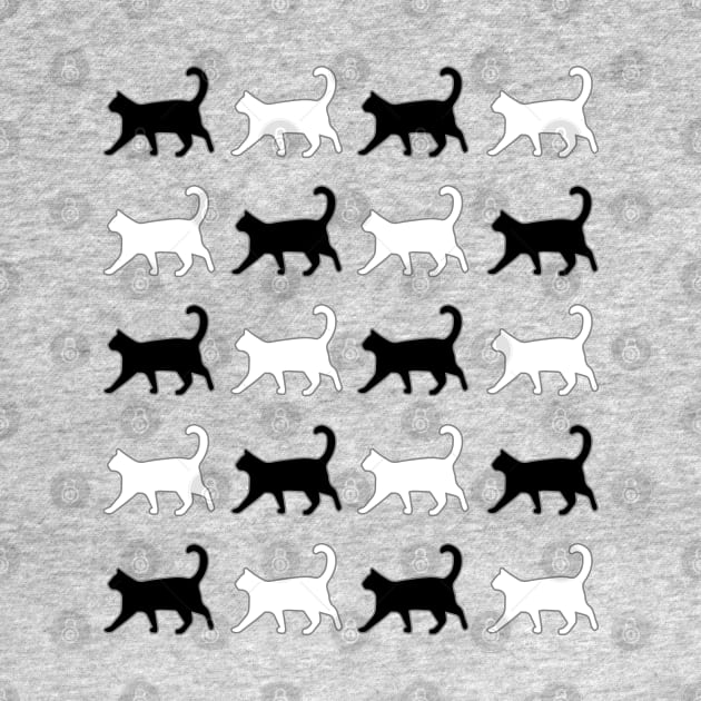 Funny Black and White Cats Cat Lover Gift by Scar